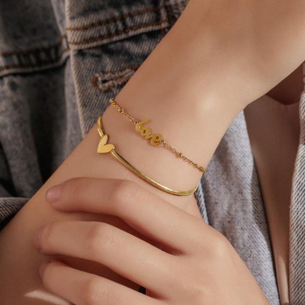 charm bracelets 316l stainless steel chain bracelet fashion upscale jewelry 2 layer lovers heart shape thick for women, Golden;silver
charm bracelets 316l stainless steel chain bracelet fashion upscale jewelry 2 layer lovers heart shape thick for women, Golden;silver