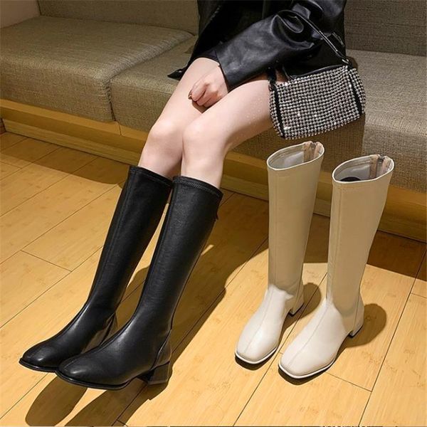 boots autumn and winter square toe back zipper high-tube women's fashion high-quality mid-heel shoes, Black
boots autumn and winter square toe back zipper high-tube women's fashion high-quality mid-heel shoes, Black