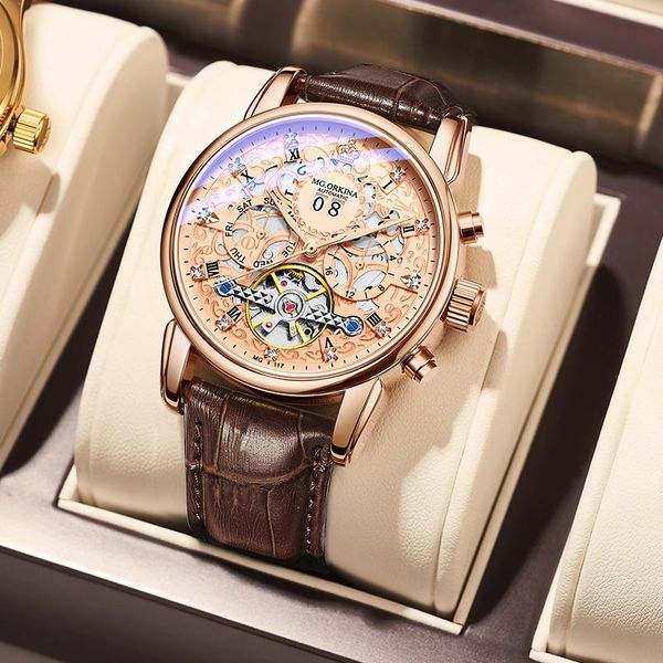 wristwatches orkina mg117 rose gold men's watch genuine leather band automatic tourbillon watches men skeleton mechanical wach for, Slivery;brown
wristwatches orkina mg117 rose gold men's watch genuine leather band automatic tourbillon watches men skeleton mechanical wach for, Slivery;brown