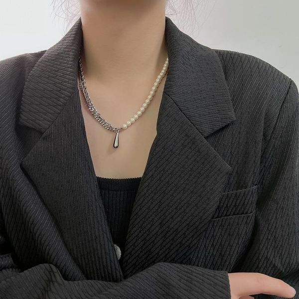 chains necklace woman pearl drop shaped pendant layered women necklaces simple trendy european light luxury titanium steel collares, Silver
chains necklace woman pearl drop shaped pendant layered women necklaces simple trendy european light luxury titanium steel collares, Silver