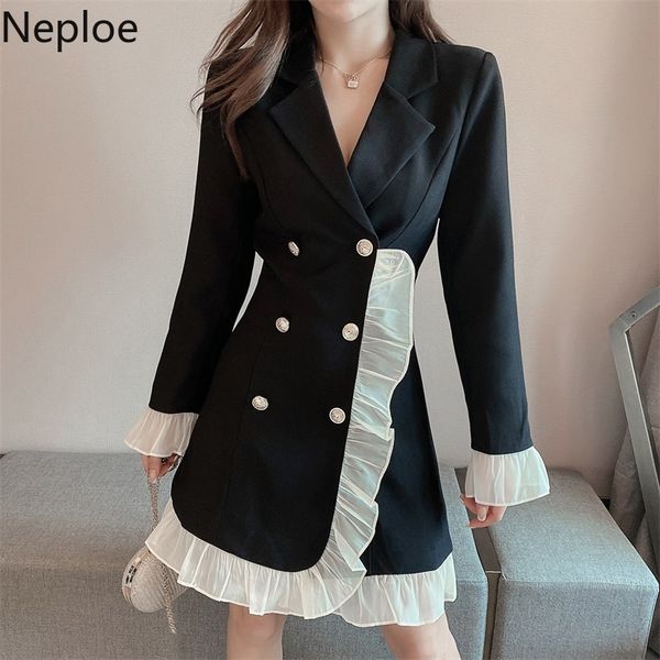 neploe dresses women office lady korean fashion patchwork lace vestidos botched flare sleeve slim waist temperament dress 94692 210422, Black;gray
neploe dresses women office lady korean fashion patchwork lace vestidos botched flare sleeve slim waist temperament dress 94692 210422, Black;gray