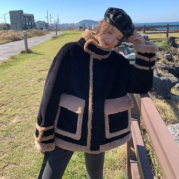 women's jackets corduroy coat female small loose hong kong taste vintage lamb wool plus fleece thick fur one fall and winter, Black;brown
women's jackets corduroy coat female small loose hong kong taste vintage lamb wool plus fleece thick fur one fall and winter, Black;brown