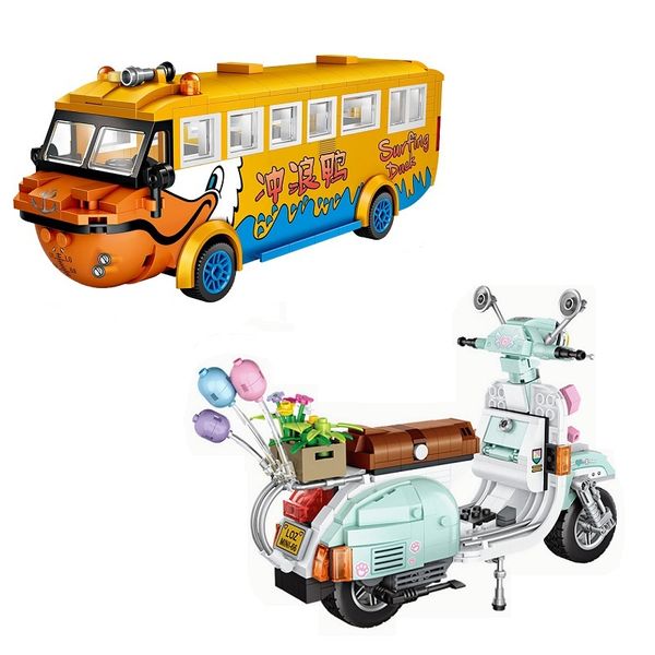 Mini Blocks Technical Car Model Bricks Surf Duck Amphibious Bus 1115 Sheep Motorcycle Building Blocks Travel Car 1117 Kids Toys
Mini Blocks Technical Car Model Bricks Surf Duck Amphibious Bus 1115 Sheep Motorcycle Building Blocks Travel Car 1117 Kids Toys