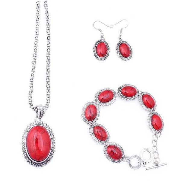 women's drop tibetan silver turquoise bracelet earrings necklace set dmtqs014 fashion gift national style women diy jewelry sets, Black
women's drop tibetan silver turquoise bracelet earrings necklace set dmtqs014 fashion gift national style women diy jewelry sets, Black