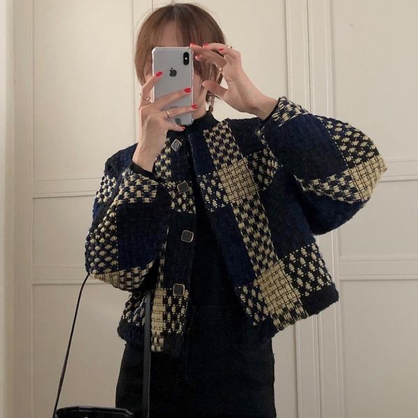 women's sweaters 2021 women fashion long sleeve patchwork contrast plaid single breasted tweed short jacket coat autumn winter z16, White;black
women's sweaters 2021 women fashion long sleeve patchwork contrast plaid single breasted tweed short jacket coat autumn winter z16, White;black