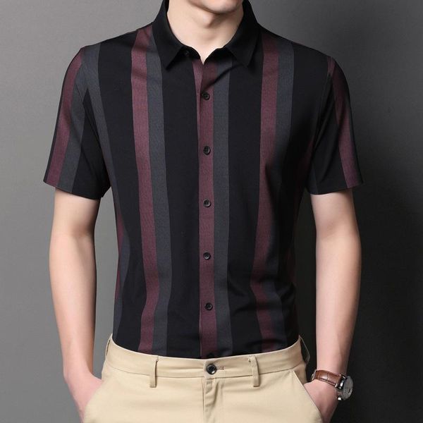 men's casual shirts 2021 summer business gentleman striped short sleeve shirt, White;black
men's casual shirts 2021 summer business gentleman striped short sleeve shirt, White;black