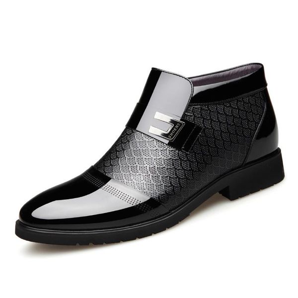 boots 2021 fashion winter men leather shoes brand male footwear warm fur mens ankle ka2560, Black