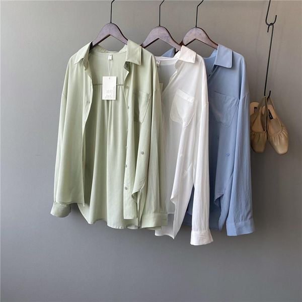 women's blouses & shirts 2021 summer women shirt long sleeve blouse fashion loose slim tencel elegant korean casual breathable, White
women's blouses & shirts 2021 summer women shirt long sleeve blouse fashion loose slim tencel elegant korean casual breathable, White