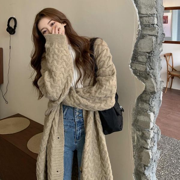 women's knits & tees korean vintage midi cardigan sweaters woman fall winter knitted jackets single breasted loose long coat pull vete, White
women's knits & tees korean vintage midi cardigan sweaters woman fall winter knitted jackets single breasted loose long coat pull vete, White