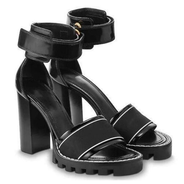 women print leather sandal designer lady rubber outsole 9.5cm high chunky patent size35-40 dress shoes, Black
women print leather sandal designer lady rubber outsole 9.5cm high chunky patent size35-40 dress shoes, Black