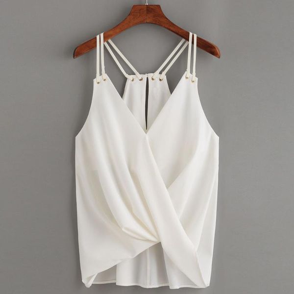 women's tanks & camis women casual summer female chiffon tank v-neck off shoulder cross 2021 camisole fn60, White
women's tanks & camis women casual summer female chiffon tank v-neck off shoulder cross 2021 camisole fn60, White
