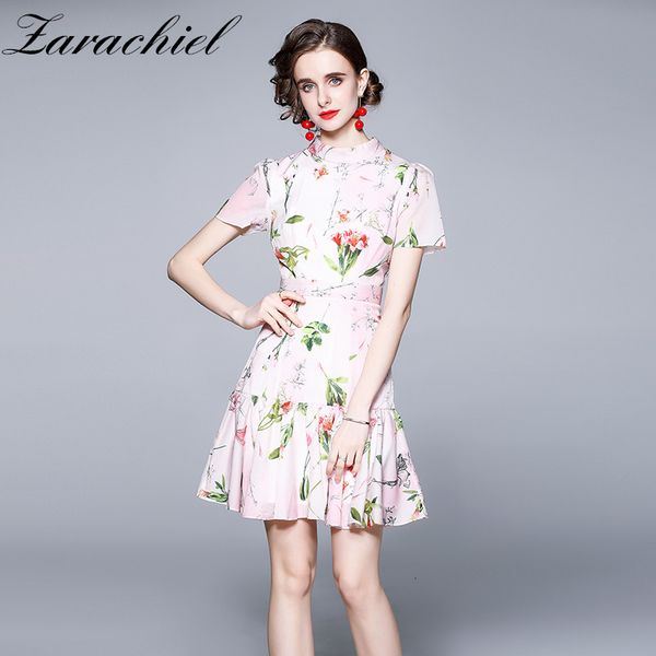 dresses fashion designer pink floral printed summer women stand short-sleeved high waist slim sweet beach ruffles mini, Black;gray
dresses fashion designer pink floral printed summer women stand short-sleeved high waist slim sweet beach ruffles mini, Black;gray