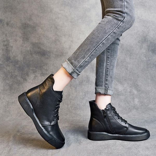 boots lace up autumn winter 2021 leather women's layer short non slip soft soled, Black
boots lace up autumn winter 2021 leather women's layer short non slip soft soled, Black