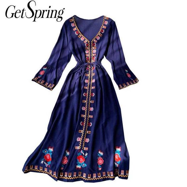 getspring women dress v-neck flare sleeve bandage bohemian es for white printing long beach summer fashion 210601, Black;gray
getspring women dress v-neck flare sleeve bandage bohemian es for white printing long beach summer fashion 210601, Black;gray