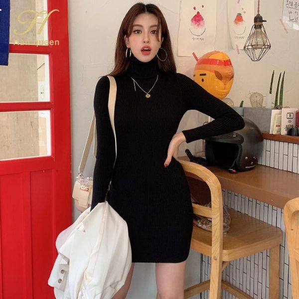 han queen turtleneck pullover sweater knitted dress women soft chic stretch sheath bodycon vestidos korean party knit dresses casual, Black;gray
han queen turtleneck pullover sweater knitted dress women soft chic stretch sheath bodycon vestidos korean party knit dresses casual, Black;gray
