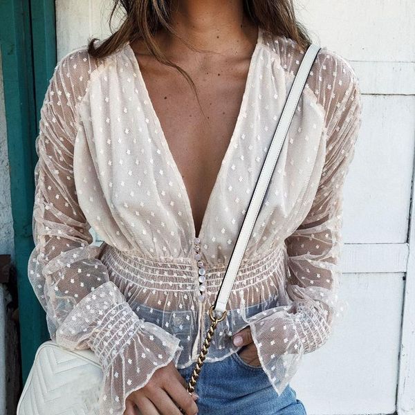 women's t-shirt 2021 fashion women long sleeve transparent deep v neck lace t-shirts summer clothes, White
women's t-shirt 2021 fashion women long sleeve transparent deep v neck lace t-shirts summer clothes, White