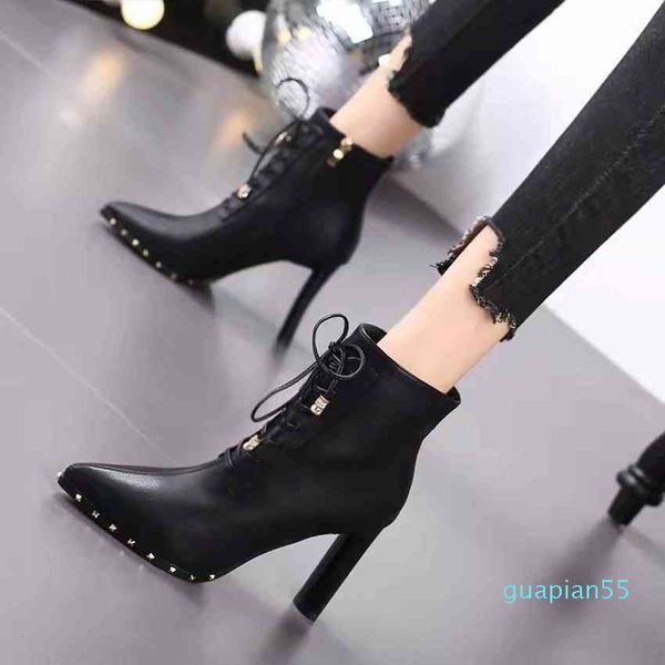 fashion-boots high heeled shoes womens autumn winter pointed lace up wearing temperament high fashion short boots and versatile, Black
fashion-boots high heeled shoes womens autumn winter pointed lace up wearing temperament high fashion short boots and versatile, Black