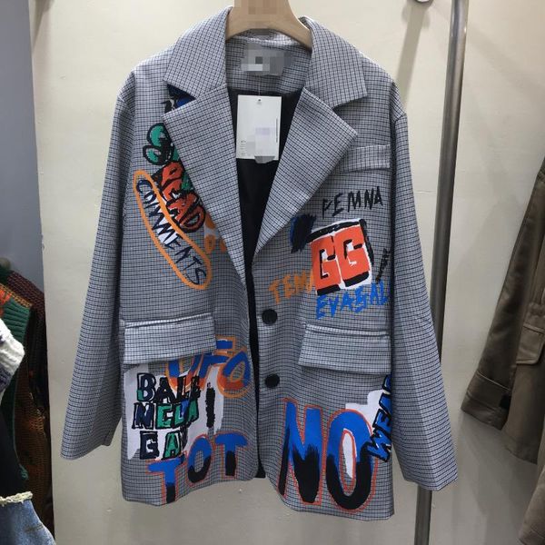 women's suits & blazers 2021 autumn trendy letters graffiti long-sleeved suit jacket female women blazer coats, White;black
women's suits & blazers 2021 autumn trendy letters graffiti long-sleeved suit jacket female women blazer coats, White;black