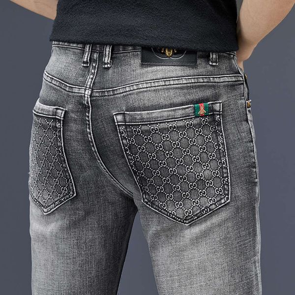 black color autumn winter men's cotton slim elastic gc brand business trousers classic style jeans denim male pants, Blue
black color autumn winter men's cotton slim elastic gc brand business trousers classic style jeans denim male pants, Blue