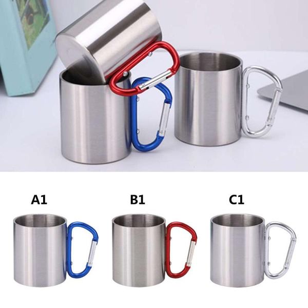 1pc lightweight design outdoor travel camping double wall cup stainless steel coffee mug carabiner hook compact and robust mugs
1pc lightweight design outdoor travel camping double wall cup stainless steel coffee mug carabiner hook compact and robust mugs