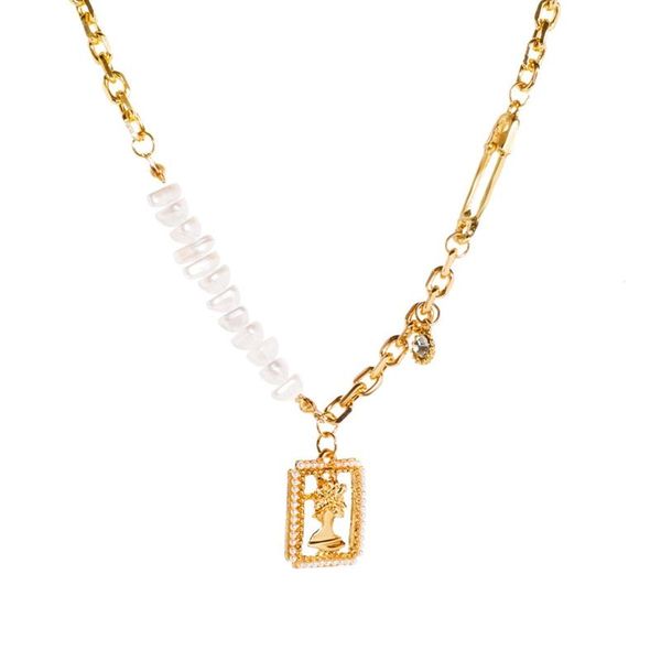 pendant necklaces punk portrait necklace pearl chain splicing clavicle accessories, Silver
pendant necklaces punk portrait necklace pearl chain splicing clavicle accessories, Silver