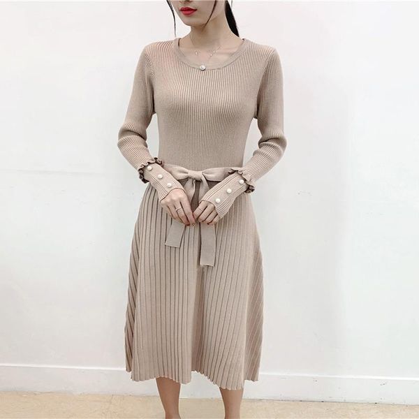 casual dresses autumn winter full sleeve o-neck sweater dress women elegant pleated slim bodycon office lady korean style beading, Black;gray
casual dresses autumn winter full sleeve o-neck sweater dress women elegant pleated slim bodycon office lady korean style beading, Black;gray