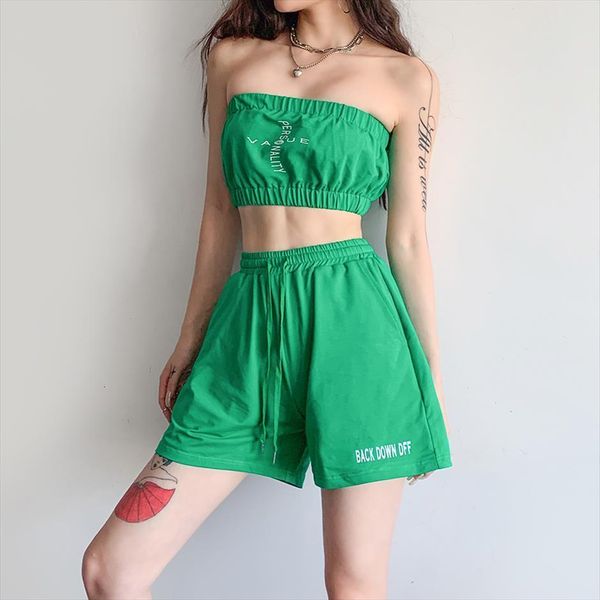summer strapless corset shorts set women tracksuits slim green solid 2 piece backless street style casual clothing, Gray
summer strapless corset shorts set women tracksuits slim green solid 2 piece backless street style casual clothing, Gray