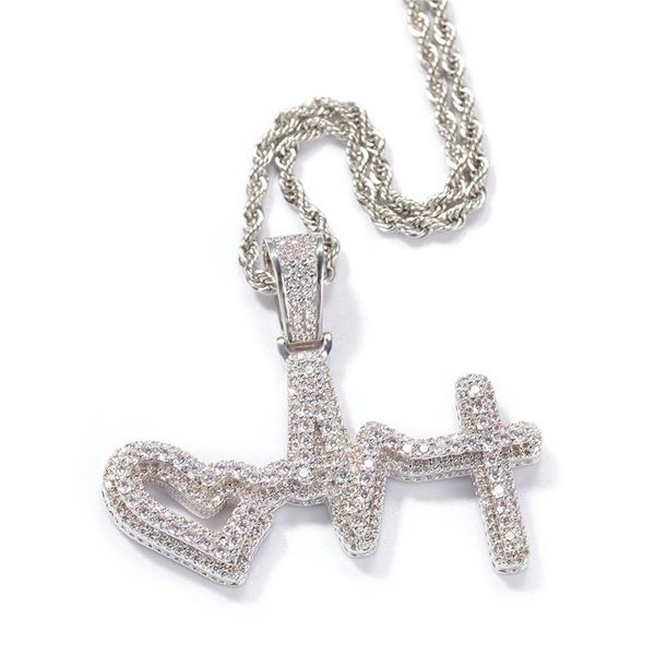 pendant necklaces fashion electrocardiogram chain for women heartbeat iced out full zircon jewelry gift, Silver
pendant necklaces fashion electrocardiogram chain for women heartbeat iced out full zircon jewelry gift, Silver