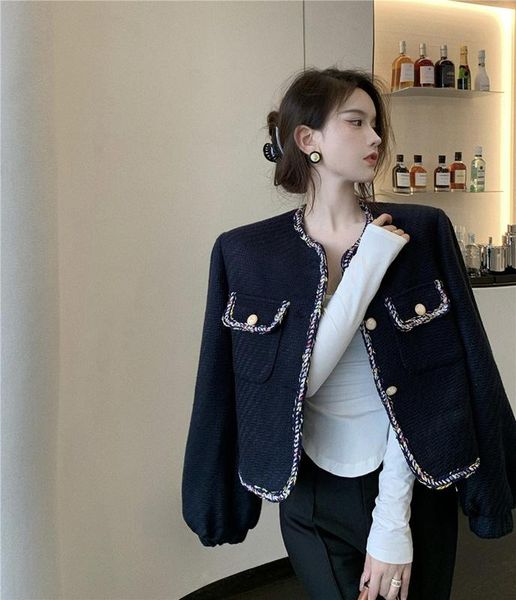 women's wool & blends real po of autumn clothing unconventional cut color woven navy blue, Black
women's wool & blends real po of autumn clothing unconventional cut color woven navy blue, Black