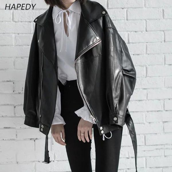 women's jackets hapedy 2021 fashion spring black pu leather loose turn-down collar zipper wild jacket, Black;brown
women's jackets hapedy 2021 fashion spring black pu leather loose turn-down collar zipper wild jacket, Black;brown