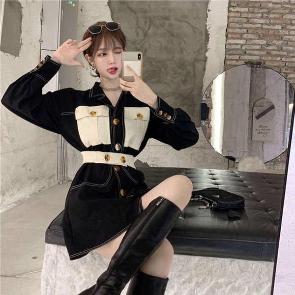 party dresses dress women's french color contrast stitching tooling short spring 2021 slim waist long sleeve skirt x1qe, White;black
party dresses dress women's french color contrast stitching tooling short spring 2021 slim waist long sleeve skirt x1qe, White;black