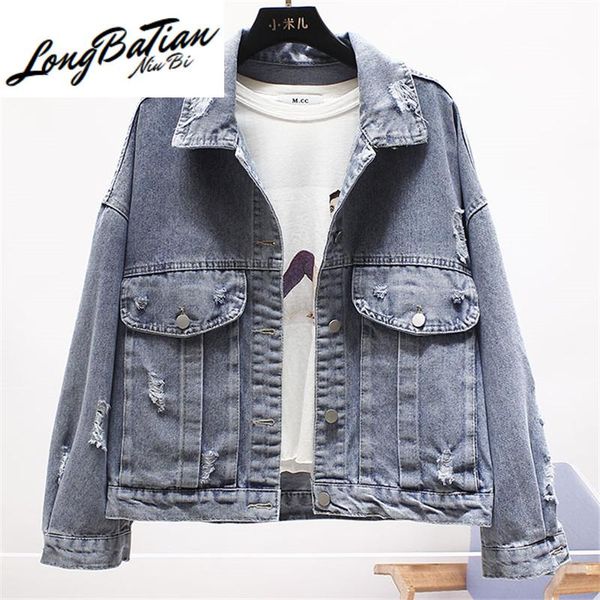 women's jackets 2021 spring korean plus size harajuku vintage casual denim women loose big pocket hole jeans jacket female basic coat, Black;brown
women's jackets 2021 spring korean plus size harajuku vintage casual denim women loose big pocket hole jeans jacket female basic coat, Black;brown