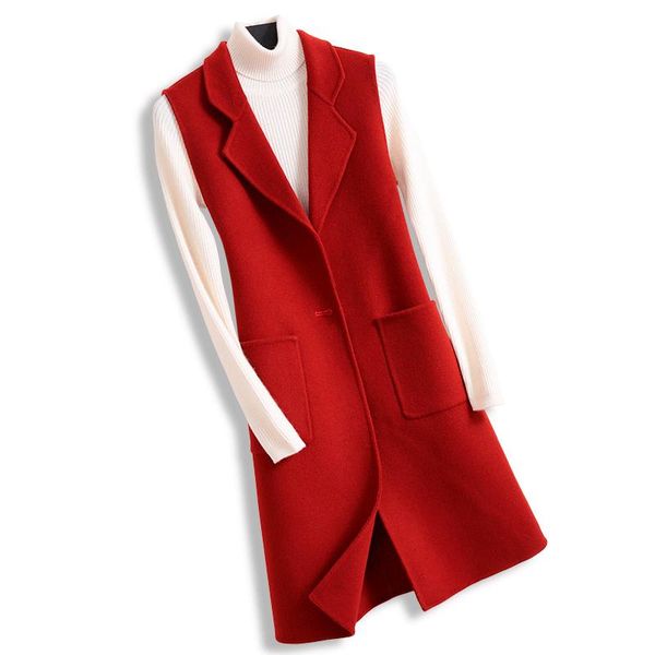women's vests autumn winter fashion long wool vest women double faced waistcoat big pocket solid color sleeveless jacket coat female, Black;white
women's vests autumn winter fashion long wool vest women double faced waistcoat big pocket solid color sleeveless jacket coat female, Black;white
