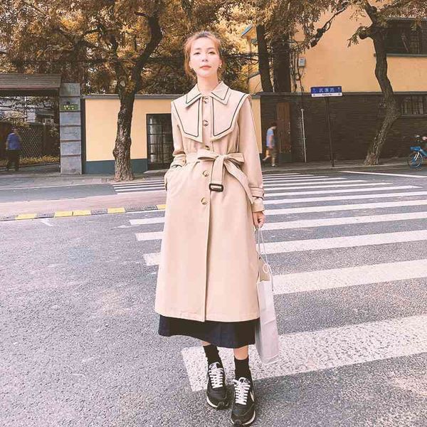 khaki windbreaker women's medium long spring and autumn 2021 new korean loose navy collar coat thin style trend, Black
khaki windbreaker women's medium long spring and autumn 2021 new korean loose navy collar coat thin style trend, Black