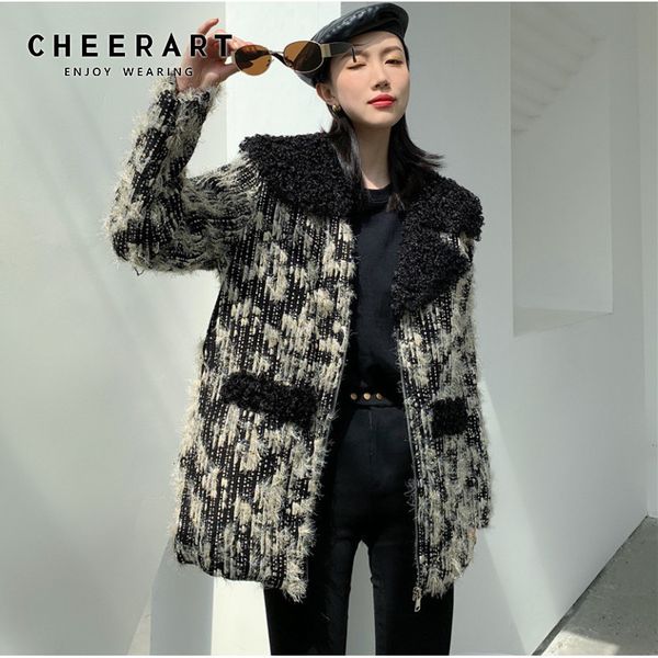 designer winter fashion tweed jacket warm fur collar thick wool coat women ladies korean style outerwear 210427, Black
designer winter fashion tweed jacket warm fur collar thick wool coat women ladies korean style outerwear 210427, Black