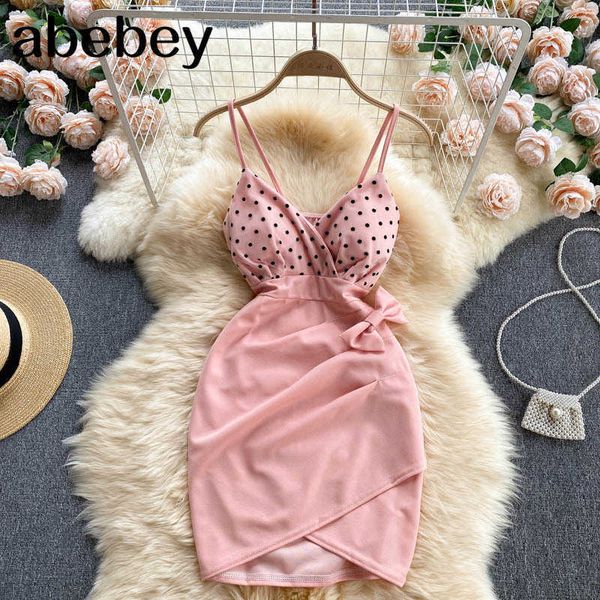 women korean dot strap dress sleeveless v neck irregular slim dress summer off shoulder streetwear sundress 210715, Black;gray
women korean dot strap dress sleeveless v neck irregular slim dress summer off shoulder streetwear sundress 210715, Black;gray