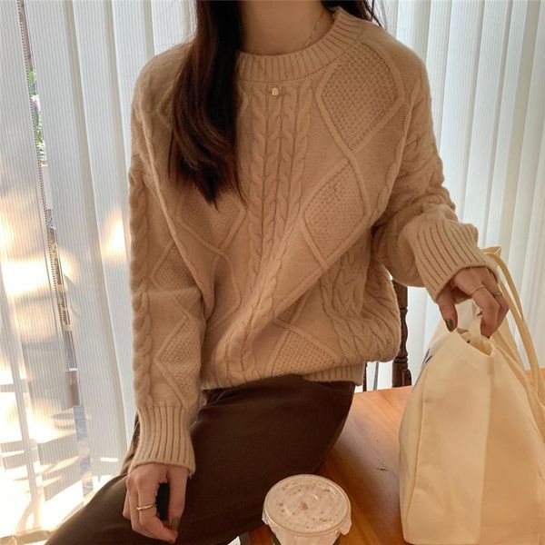 women's sweaters alien kitty vintage knitted screw thread full sleeve ladies 2021 autumn winter loose casual gentle fashion, White;black
women's sweaters alien kitty vintage knitted screw thread full sleeve ladies 2021 autumn winter loose casual gentle fashion, White;black