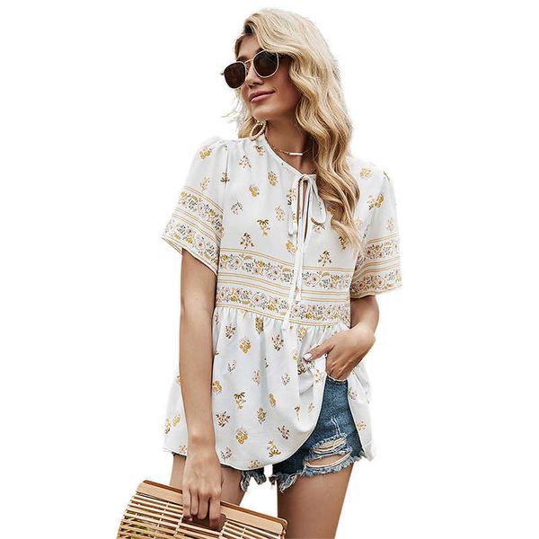summer women print short sleeve t shirt vintage folds o-neck bandage ladies tee shirt loose plus size female 210608, White
summer women print short sleeve t shirt vintage folds o-neck bandage ladies tee shirt loose plus size female 210608, White