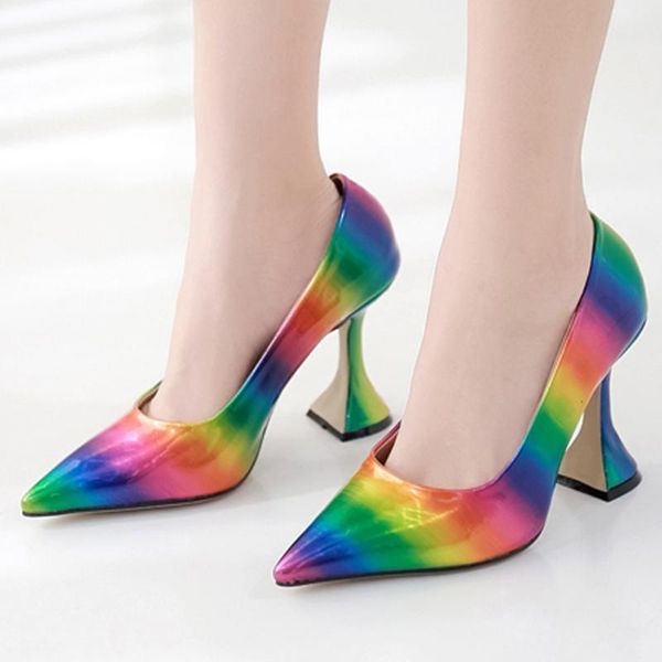 dress shoes pointed toe pumps women rainbow print high heels shallow slip on slides working single zapatos mujer, Black
dress shoes pointed toe pumps women rainbow print high heels shallow slip on slides working single zapatos mujer, Black
