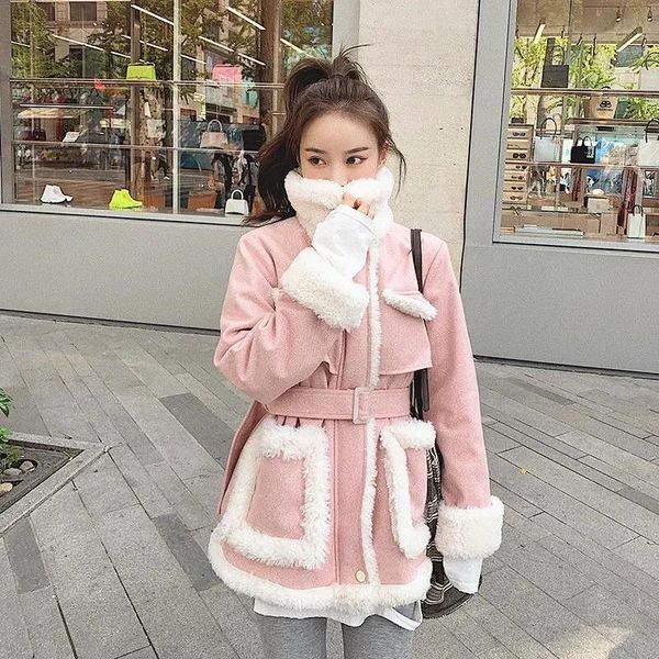 women's wool & blends ladies winter fashion faux lamb fur coat warm thick vintage loose outwear cute women lambwool shirling furry jack, Black
women's wool & blends ladies winter fashion faux lamb fur coat warm thick vintage loose outwear cute women lambwool shirling furry jack, Black