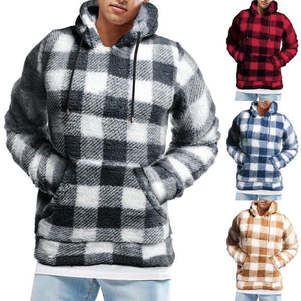 men's hoodies & sweatshirts men fuzzy pullover hoodie plaid printing sweatshirt long sleeve sport front pocket fall outwear winter warm, Black
men's hoodies & sweatshirts men fuzzy pullover hoodie plaid printing sweatshirt long sleeve sport front pocket fall outwear winter warm, Black