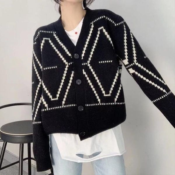 women's knits & tees fall sweaters women cardigan crop vintage stylish argyle knitted coat casual slim v-neck black sweater full short, White
women's knits & tees fall sweaters women cardigan crop vintage stylish argyle knitted coat casual slim v-neck black sweater full short, White