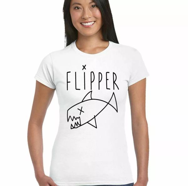 as worn by kurt cobain flipper-t-shirt nirvana grunge, White;black
as worn by kurt cobain flipper-t-shirt nirvana grunge, White;black