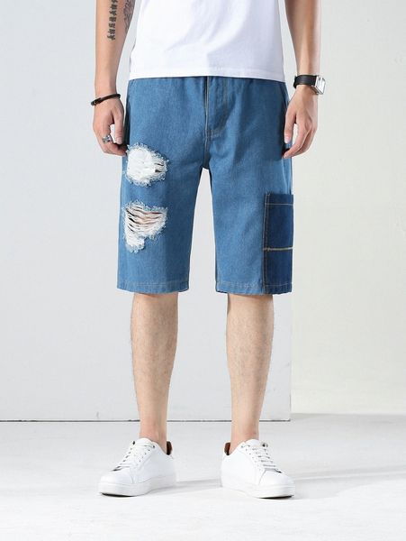 men ripped patched denim shorts q6uo#, Blue
men ripped patched denim shorts q6uo#, Blue