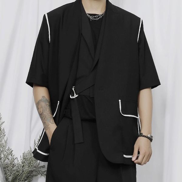 men's suits & blazers large suit collarless medium sleeve japanese yamamoto style wrapped edge design loose 5-sleeve small, White;black
men's suits & blazers large suit collarless medium sleeve japanese yamamoto style wrapped edge design loose 5-sleeve small, White;black