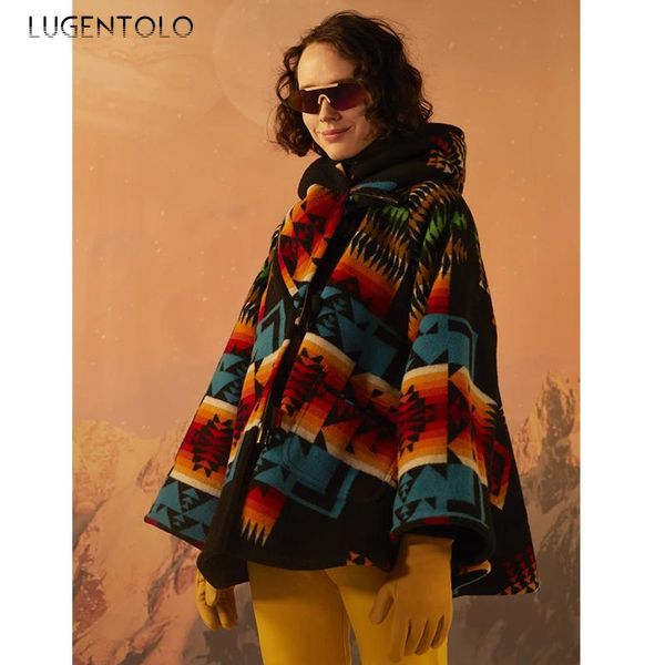 women's wool & blends lugentolo hooded women long sleeve print coat autumn winter casual jacket female casaul loose polyester street, Black
women's wool & blends lugentolo hooded women long sleeve print coat autumn winter casual jacket female casaul loose polyester street, Black