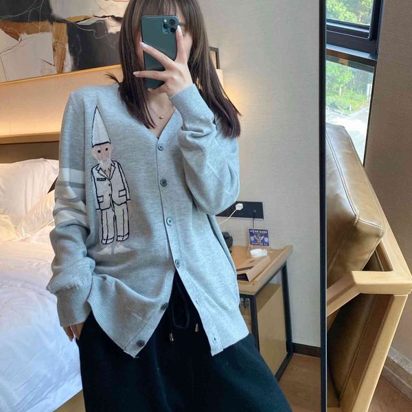 tb early spring cartoon wool jacquard cute little old man v-neck leisure college style knitted cardigan women's coat versatile, White;black
tb early spring cartoon wool jacquard cute little old man v-neck leisure college style knitted cardigan women's coat versatile, White;black