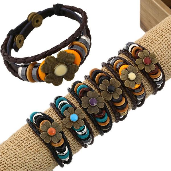 tennis vintage genuine leather women bracelets alloy flower charms wrap cuff jewelry 6 colors handmade punk style braided bangle, Golden;silver
tennis vintage genuine leather women bracelets alloy flower charms wrap cuff jewelry 6 colors handmade punk style braided bangle, Golden;silver