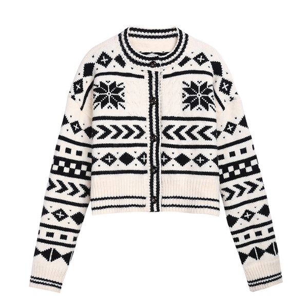 women short thin sweater knitted o neck crew cardigan button white black brown geometric outwear autumn m0236 210514
women short thin sweater knitted o neck crew cardigan button white black brown geometric outwear autumn m0236 210514