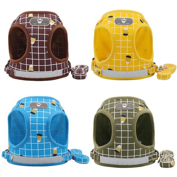 dog collars & leashes adjustable reflective mesh vest harness leash set collar plaid chest strap harnesses with traction rope
dog collars & leashes adjustable reflective mesh vest harness leash set collar plaid chest strap harnesses with traction rope